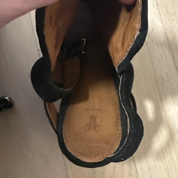 Suede Frye open toe black heels - Picture 3 of 5